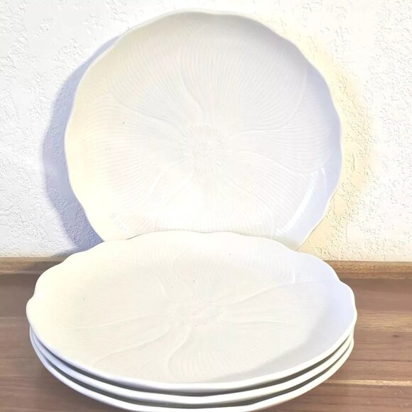 4 Mikasa Magnolia Salad Plate 8.5" white flower emboss Spring Line Larry Laslo - Picture 3 of 9